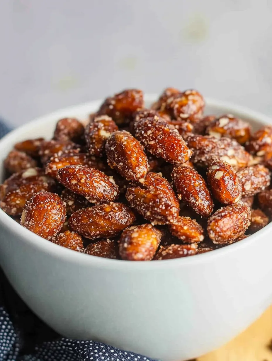 A bowl of candied almonds.
