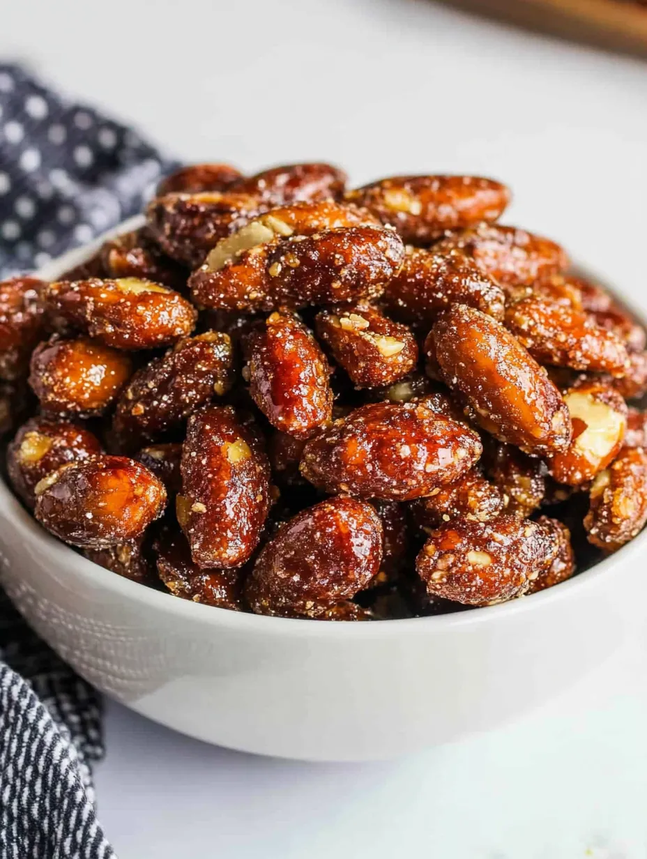A bowl of candied almonds in an air fryer.