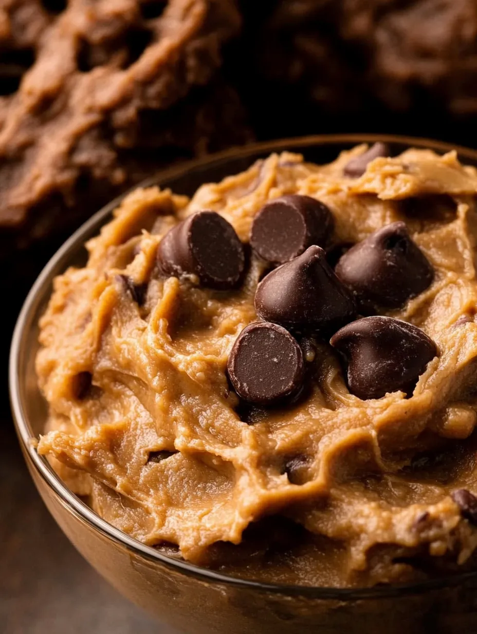 A bowl of peanut butter with chocolate chips.