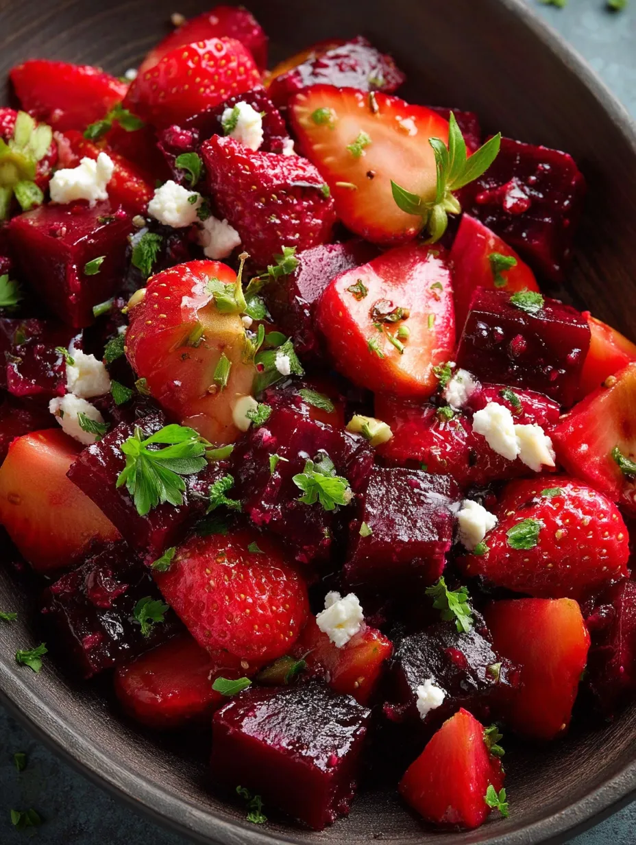 A bowl of strawberries and beets.