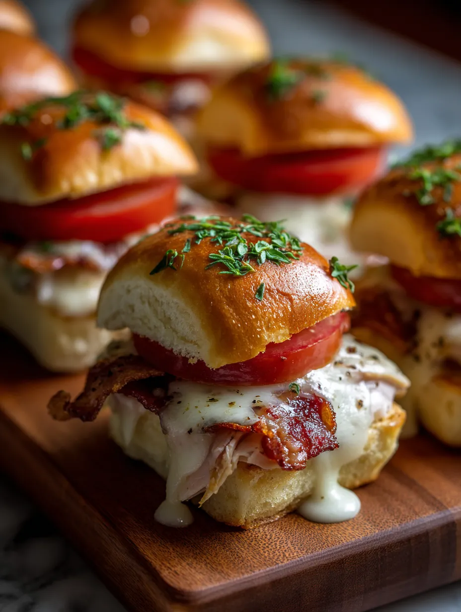 A plate of Kentucky Hot Brown Sliders.
