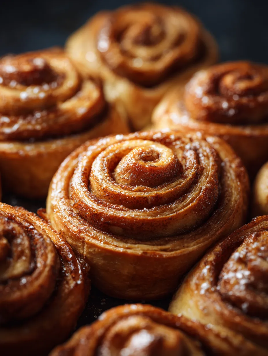 A stack of cinnamon rolls.