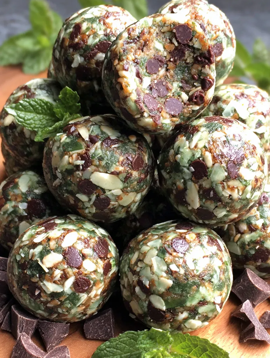 Mint chocolate chip protein balls.