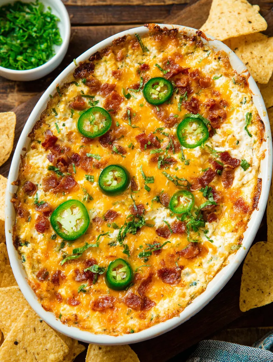 A dish with jalapenos and bacon.