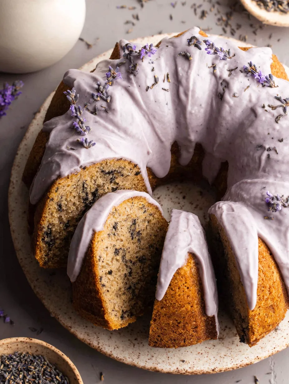 A slice of London Fog Cake.