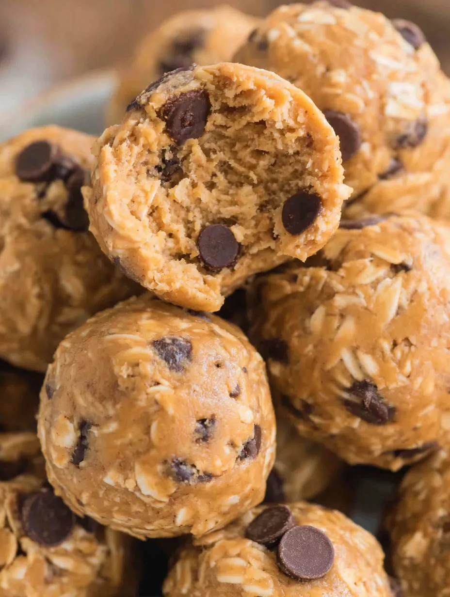 A stack of chocolate chip protein balls.