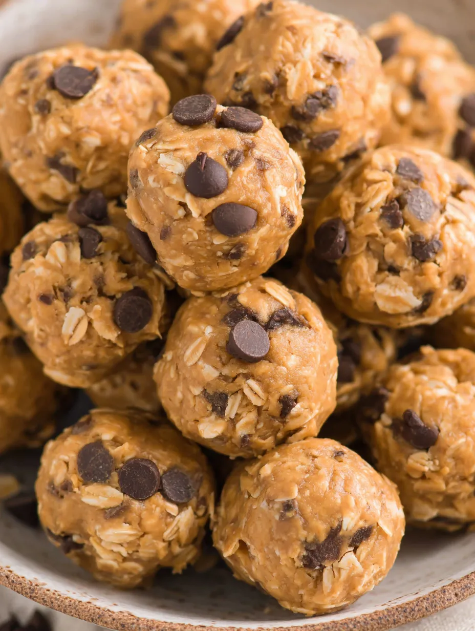 A bowl of chocolate chip protein balls.