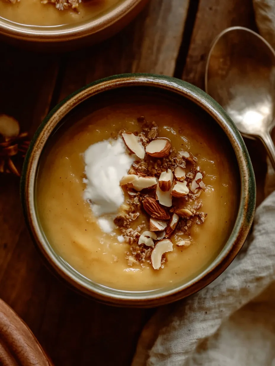 A bowl of soup with a spoon in it.