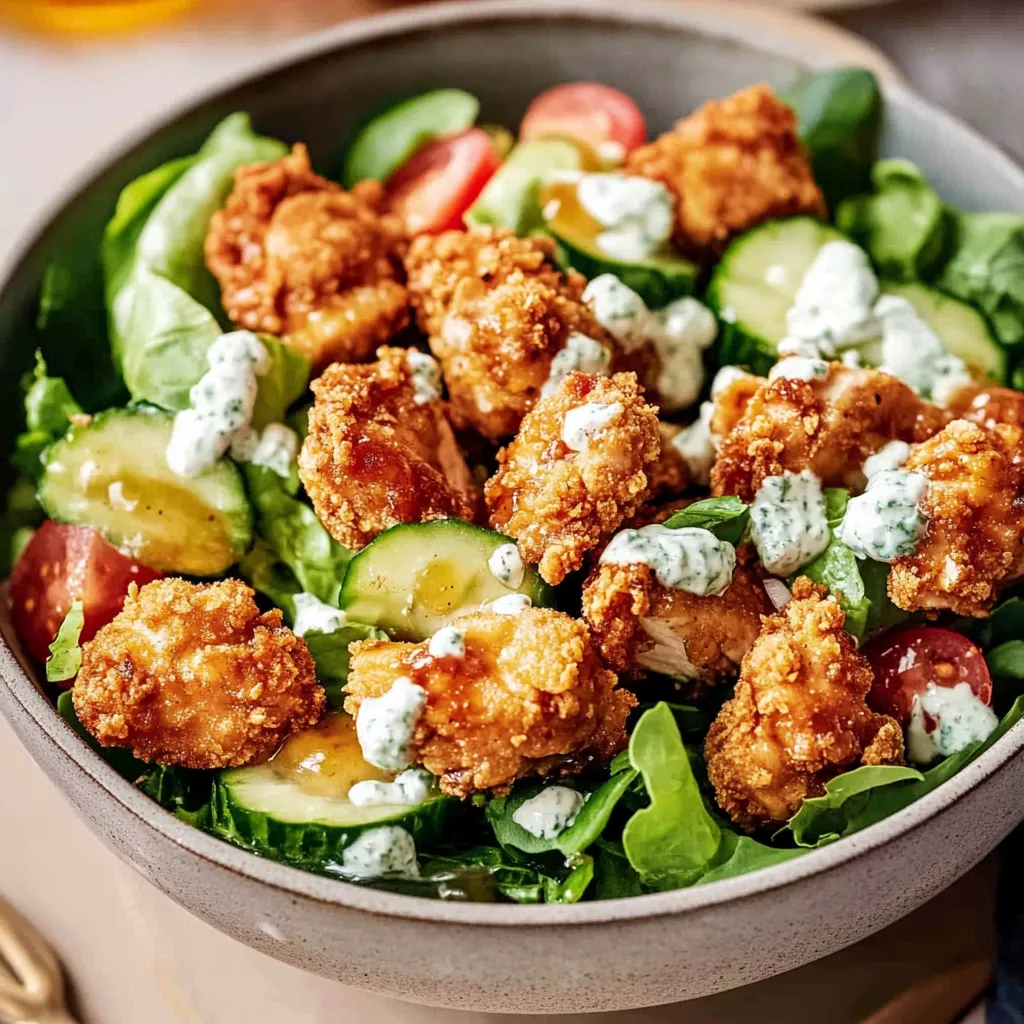 A bowl of chicken salad with blue cheese.
