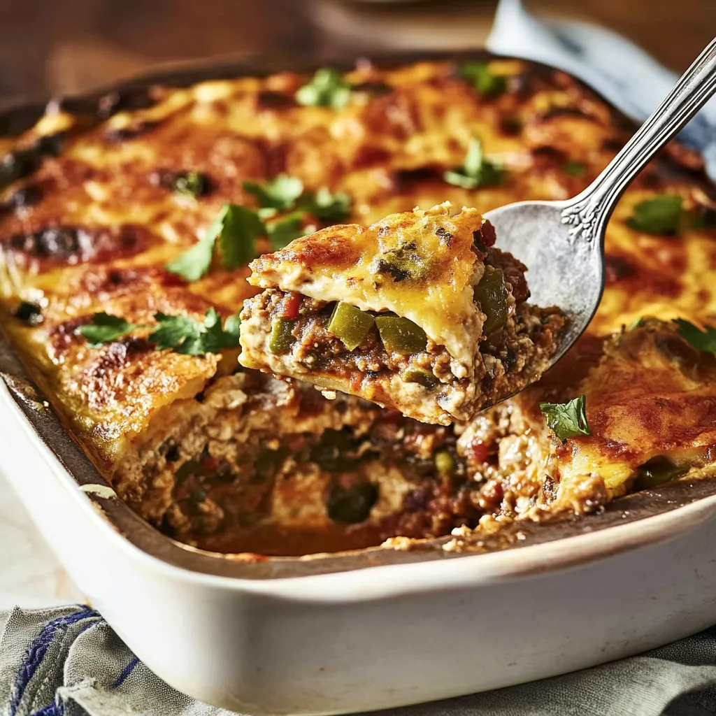 A fork is in a casserole dish.