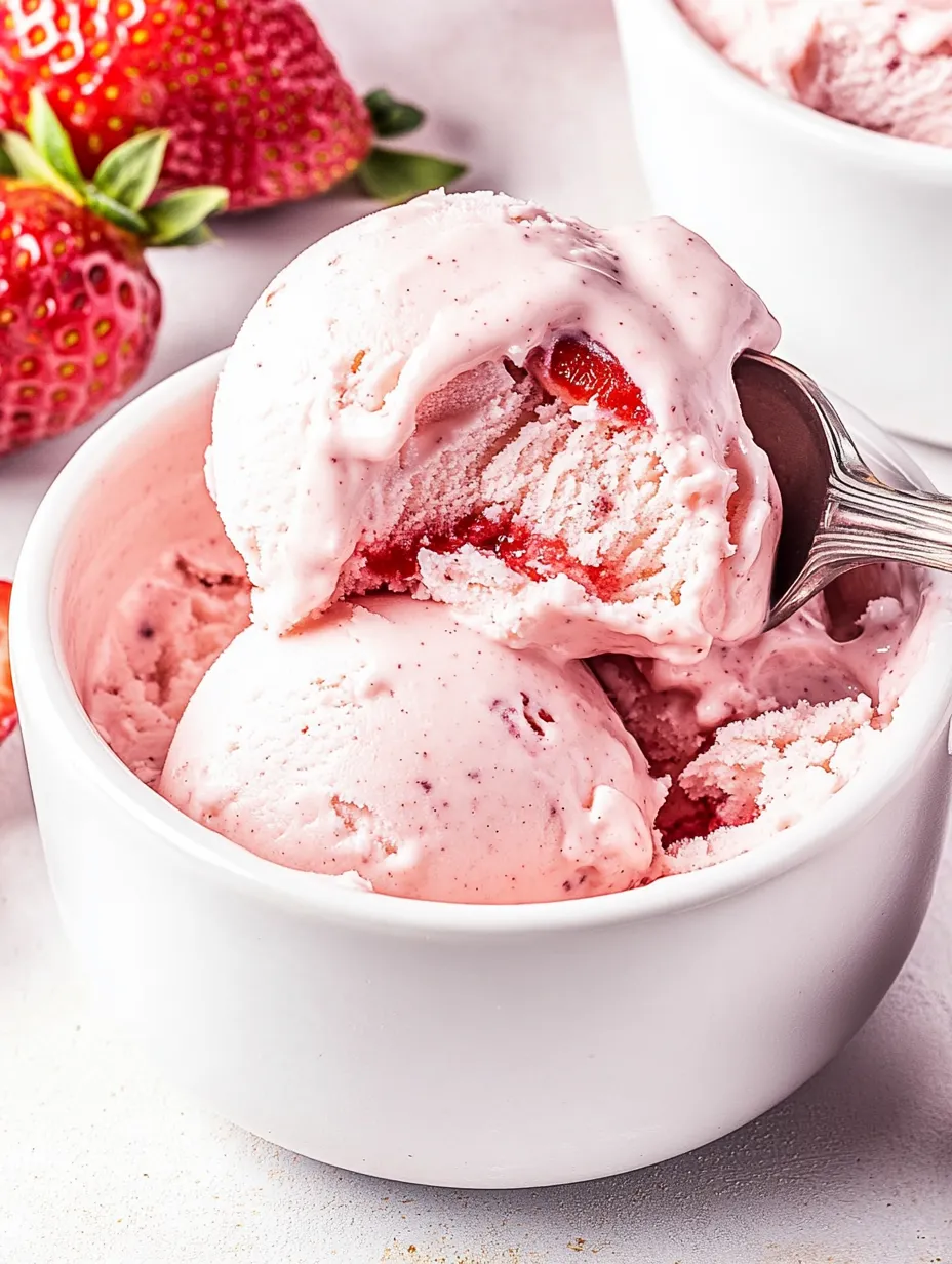 A bowl of vegan strawberry ice cream.