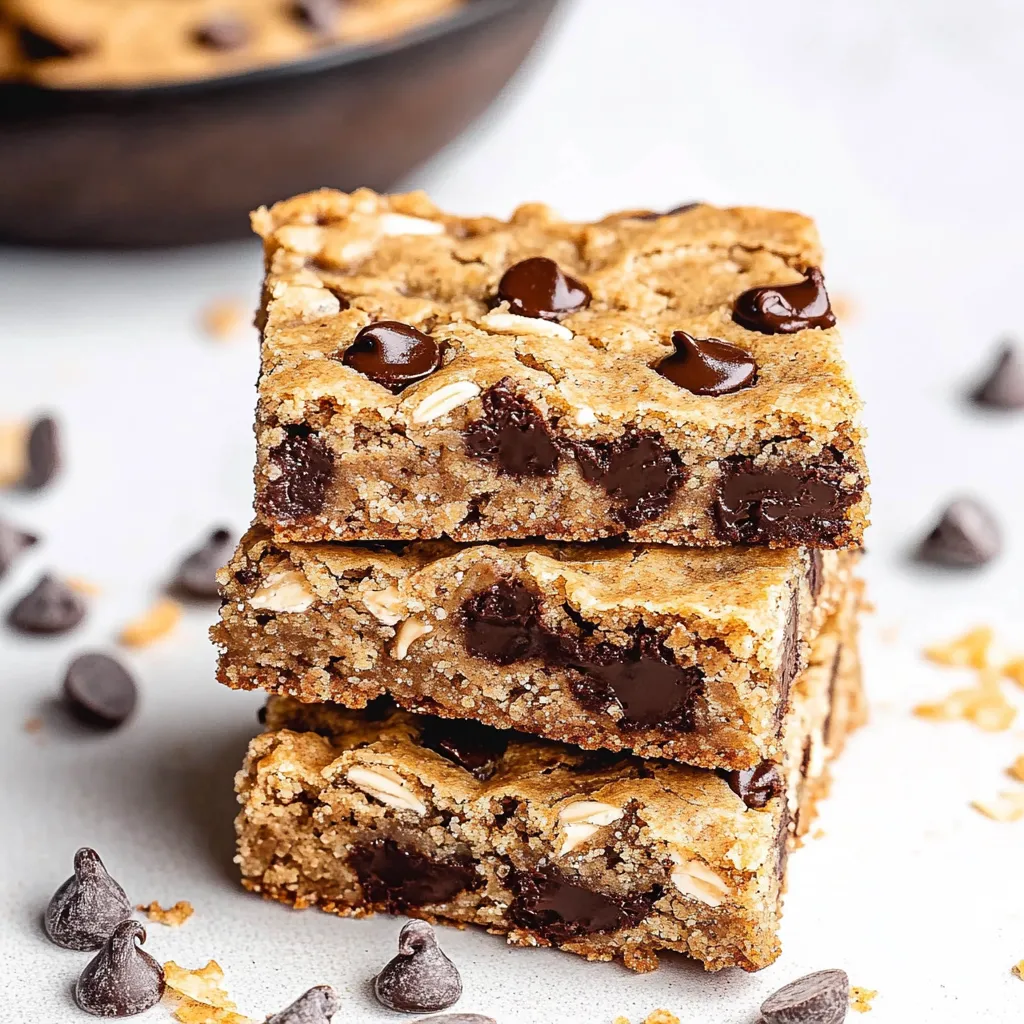 Three pieces of chocolate chip cookie bars.