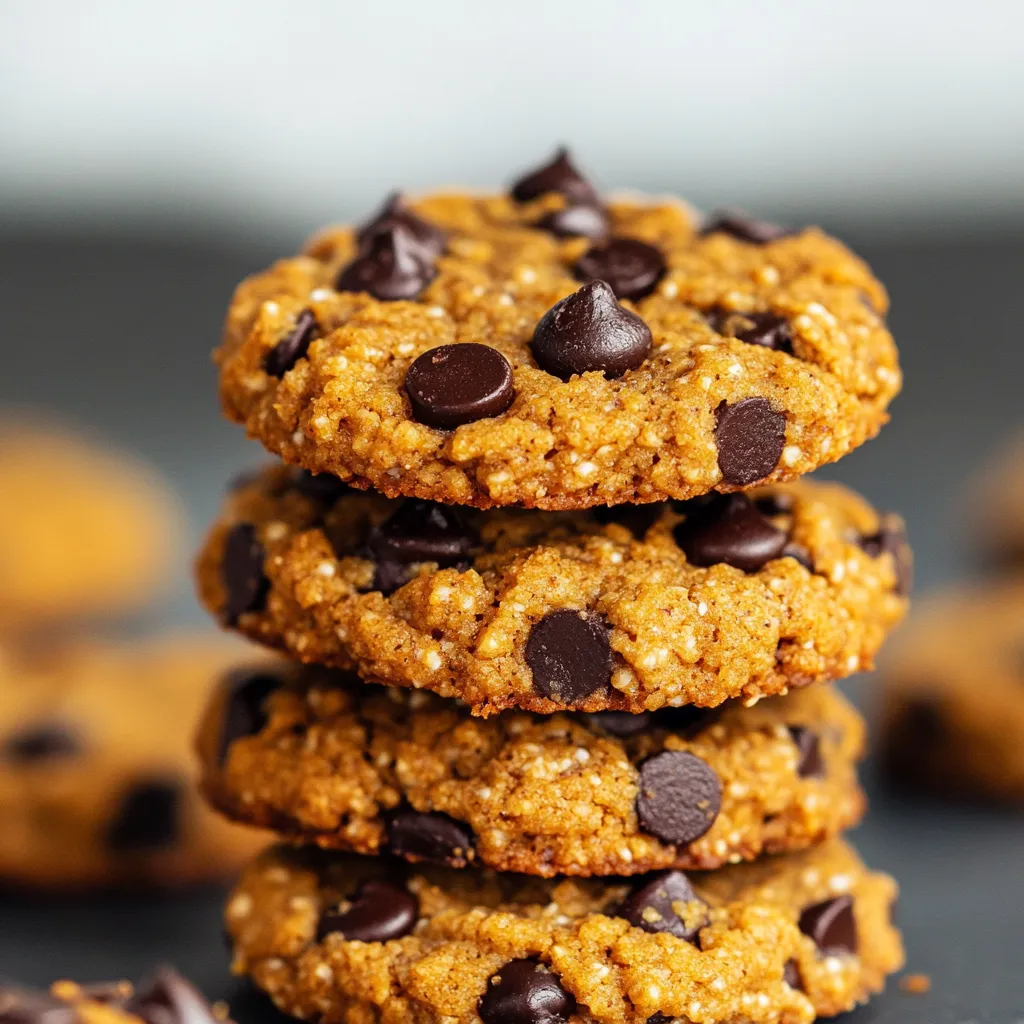 A stack of chocolate chip cookies.