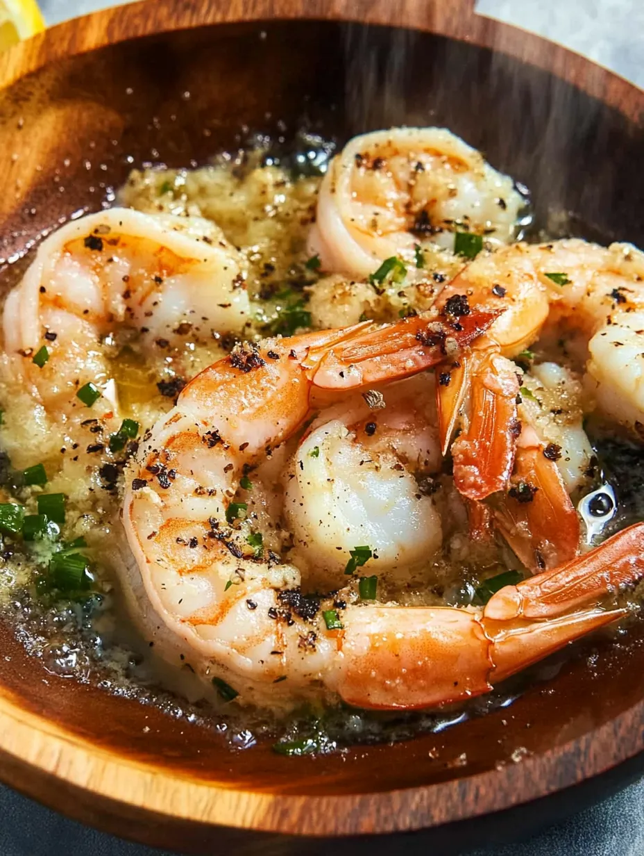 A bowl of shrimp scampi skillet.