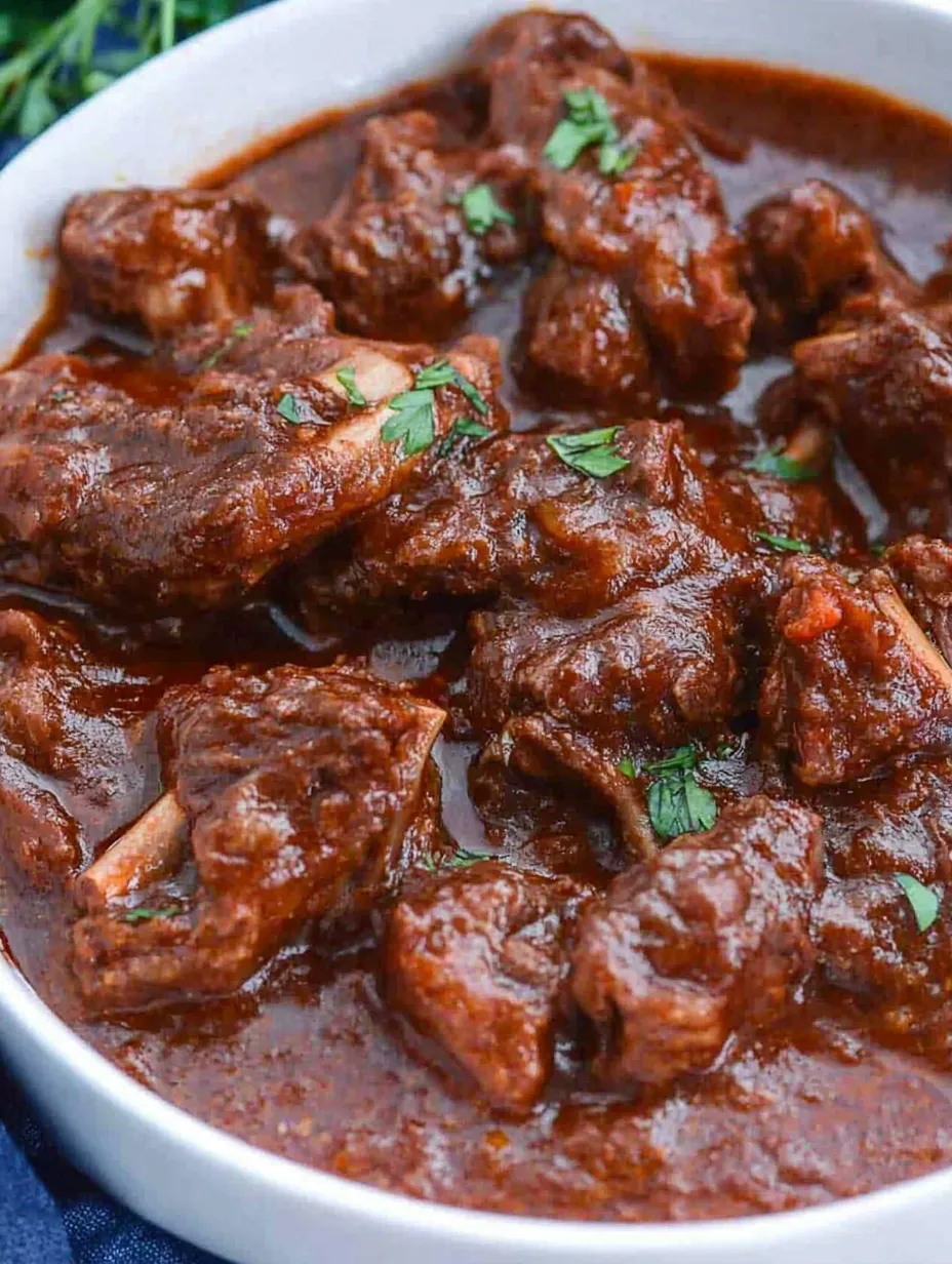 A bowl of braised beef short ribs.