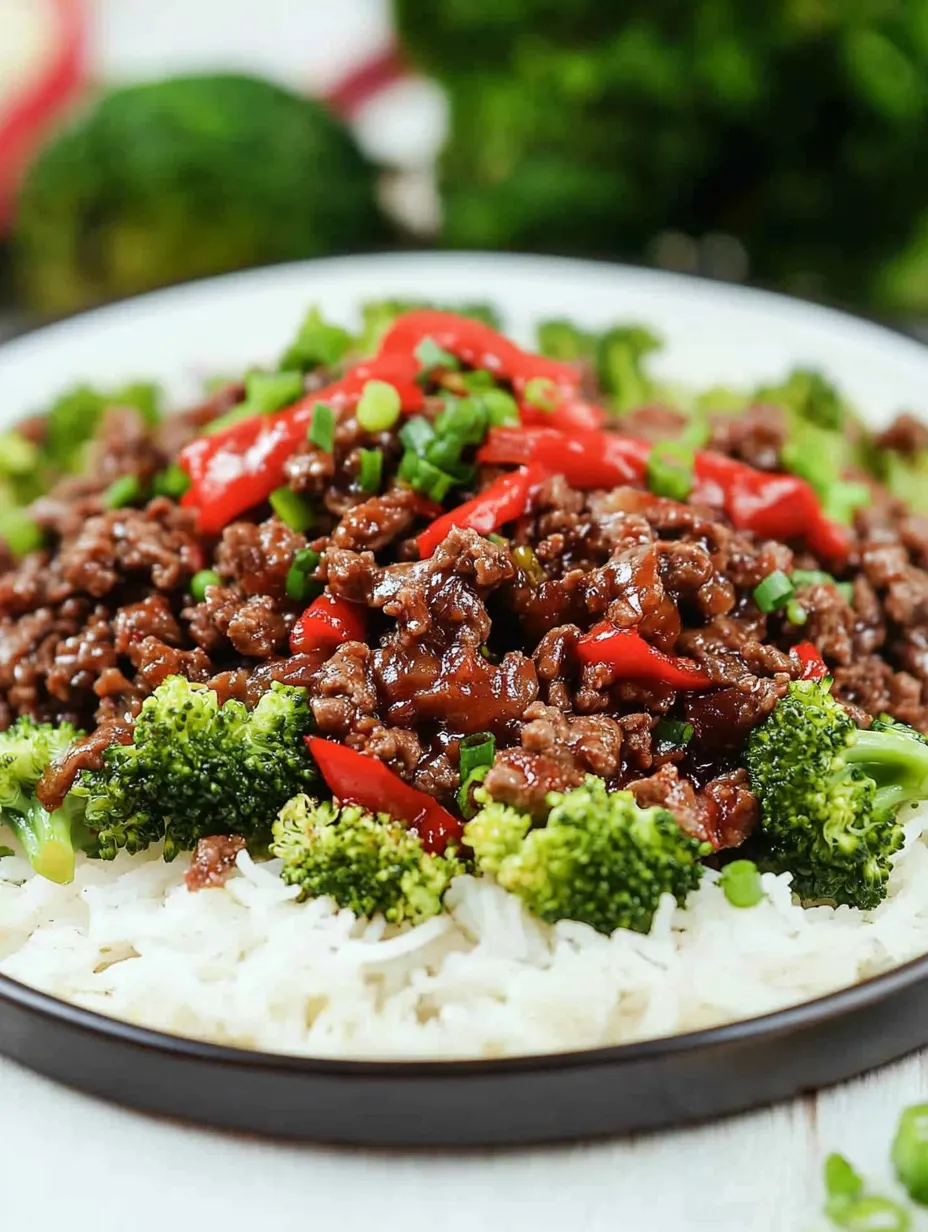 A plate of beef and broccoli with rice.