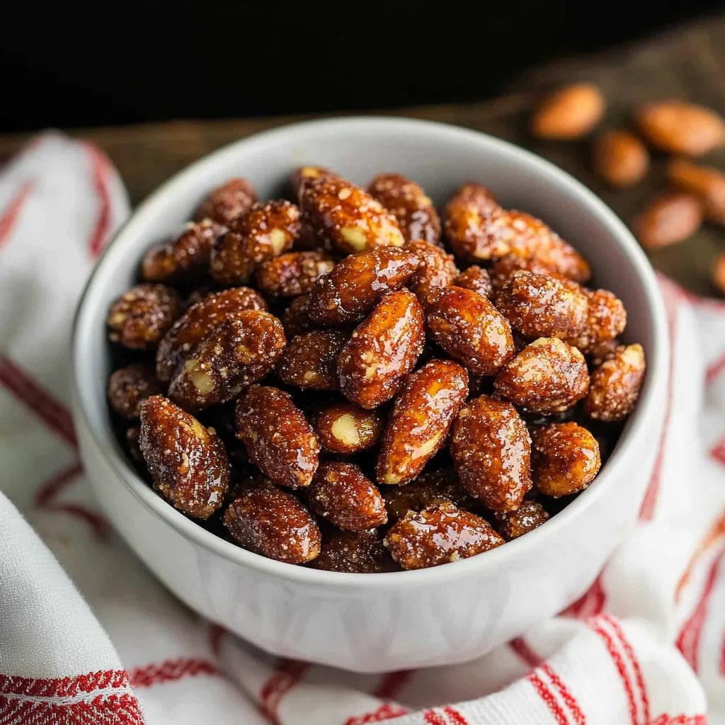 A bowl of candied almonds.