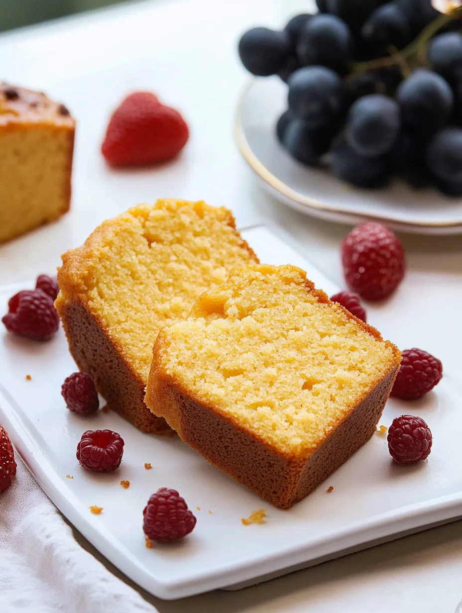 A slice of easy mini pound cake.