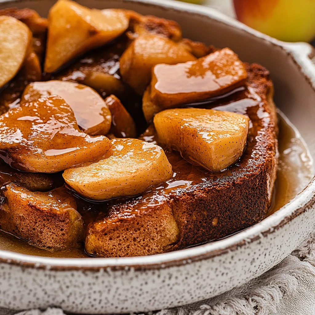 A plate of French toast with apples on top.