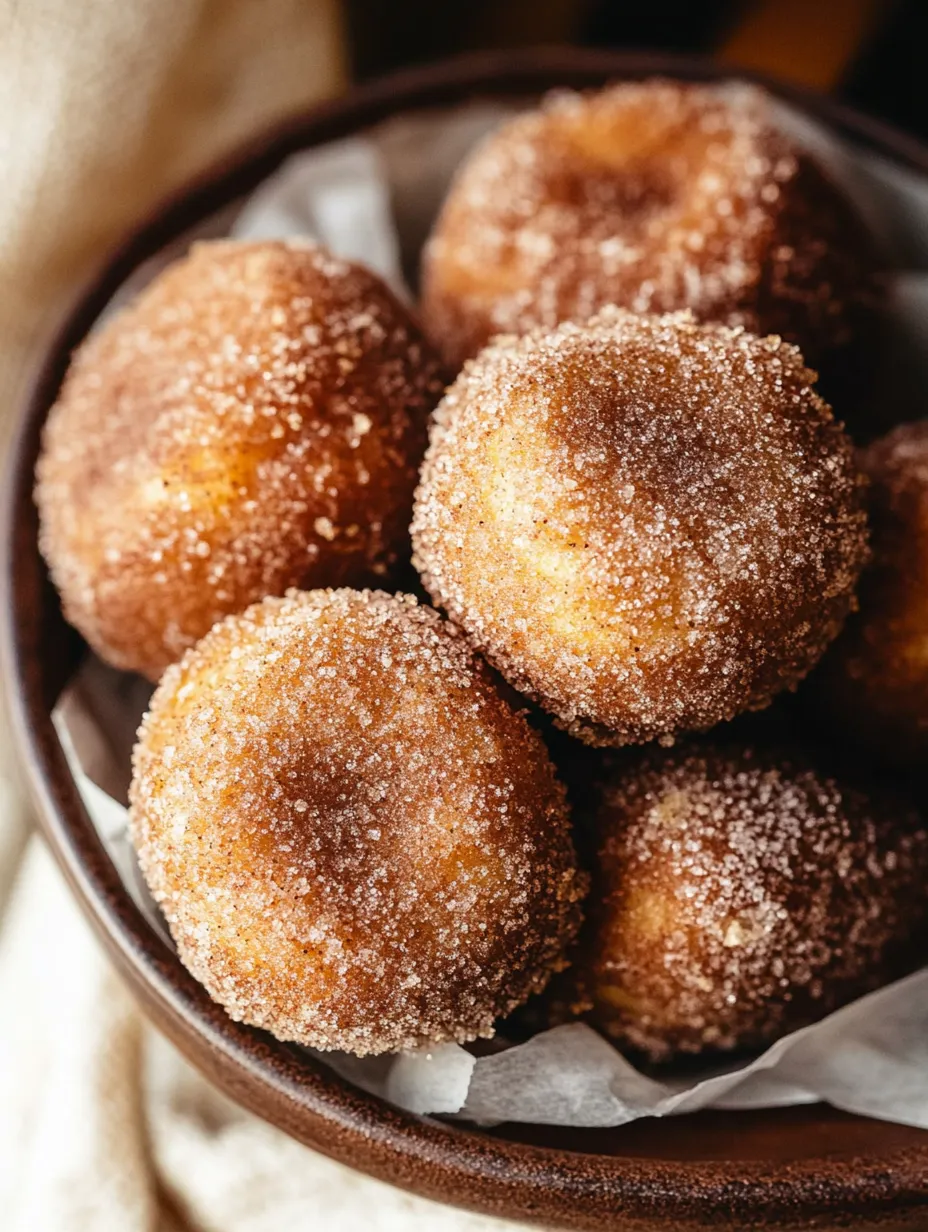 A bowl of sugar coated donuts.