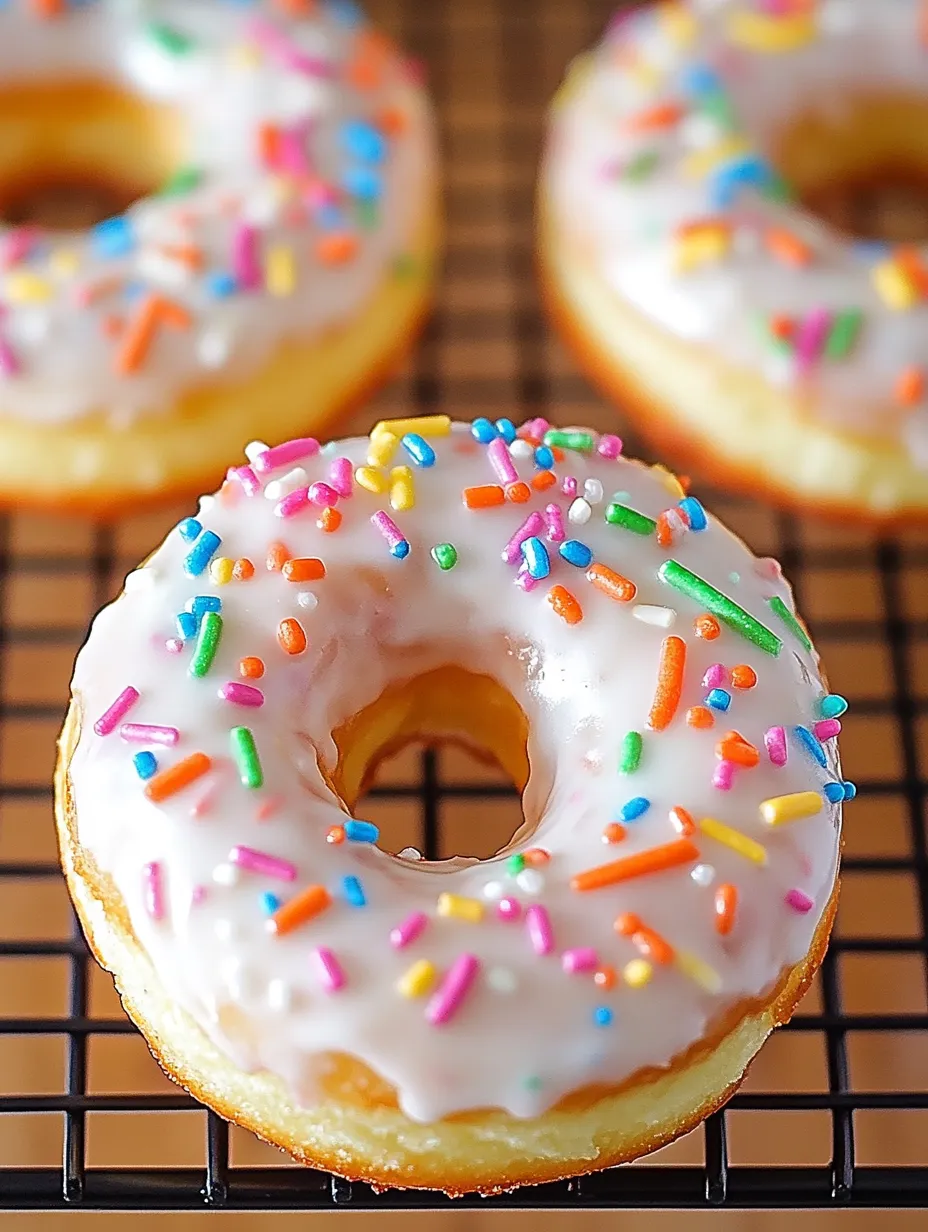 A donut with sprinkles on top.
