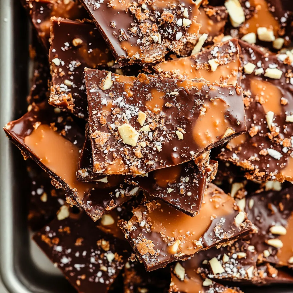 A close up of a homemade toffee recipe.