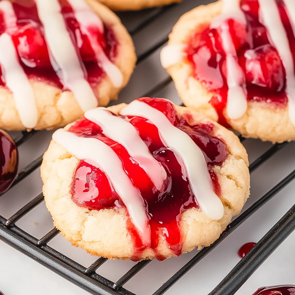 A cookie with white frosting and red jam.