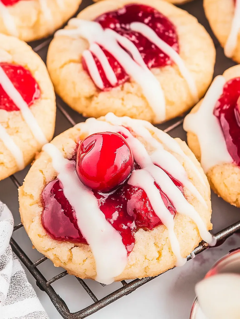 A cookie with a cherry on top.