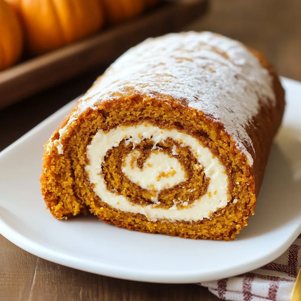 A pumpkin roll on a plate.