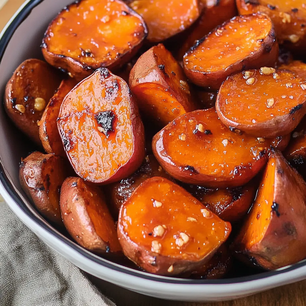 A bowl of roasted sweet potatoes.