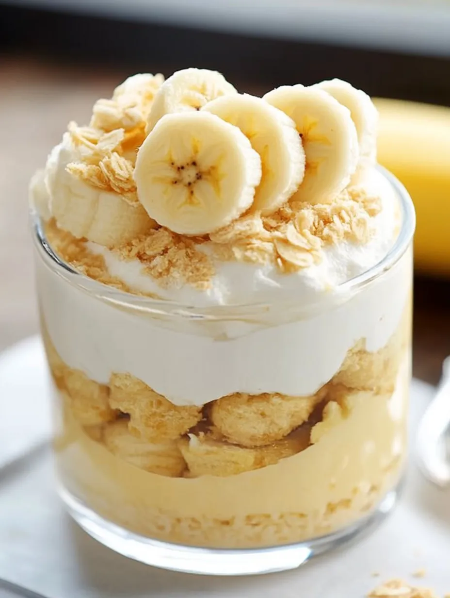 A glass of vegan banana pudding.