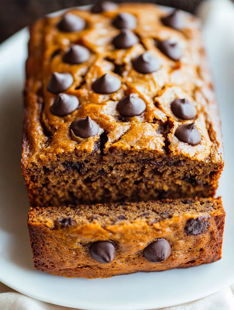 A slice of banana bread with chocolate chips.