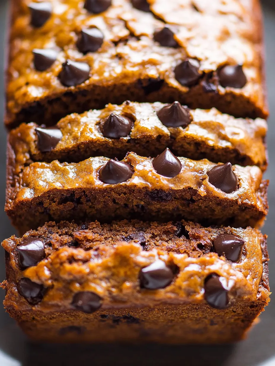 A slice of banana bread with chocolate chips.