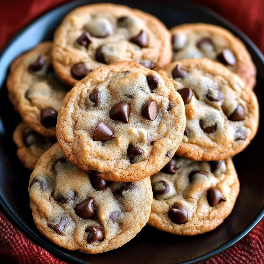 A plate of chocolate chip cookies.