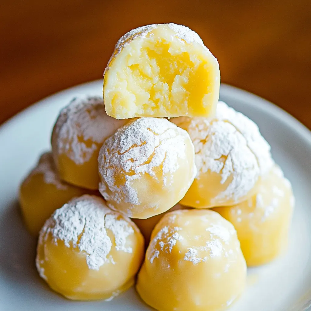 Lemon truffles on a plate.