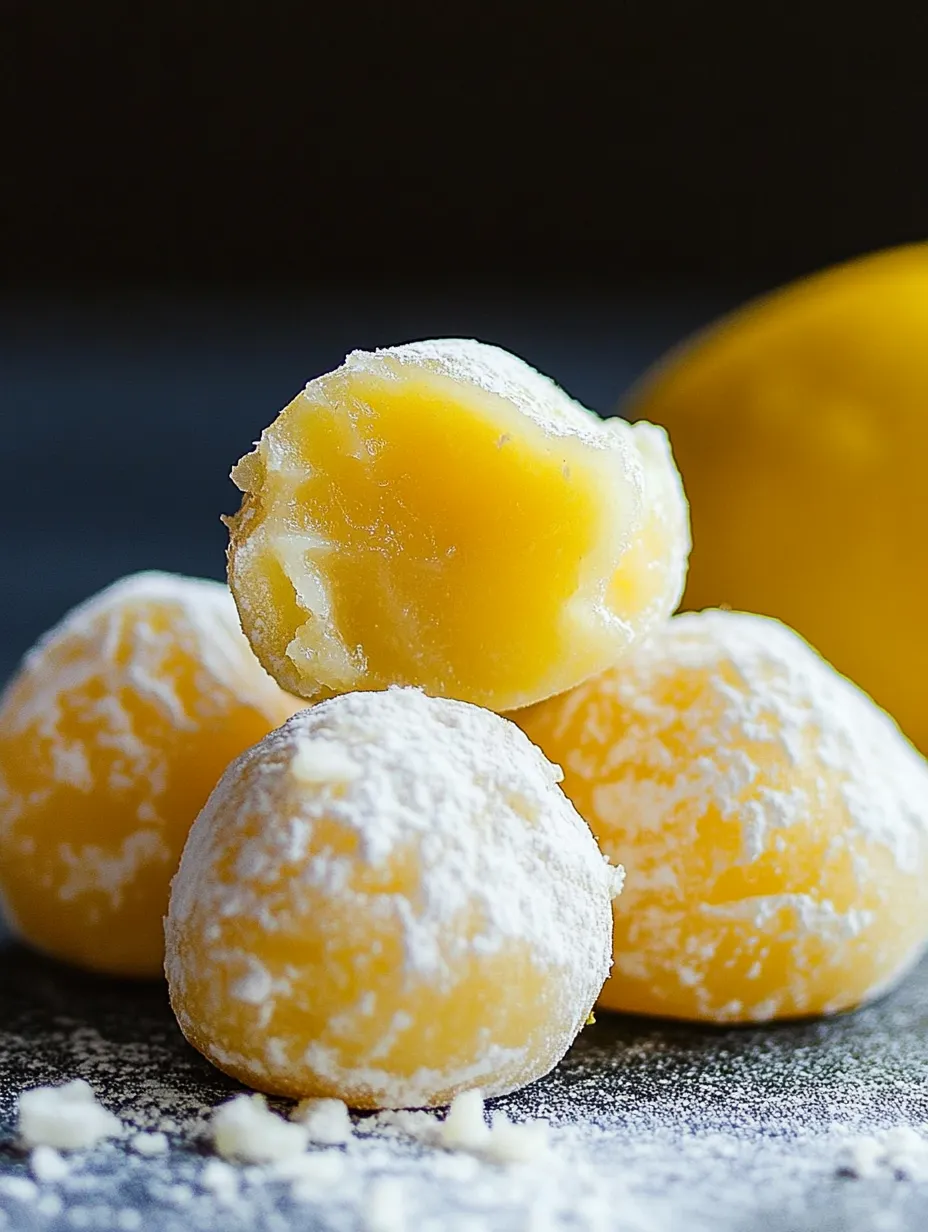 Lemon truffles on a table.