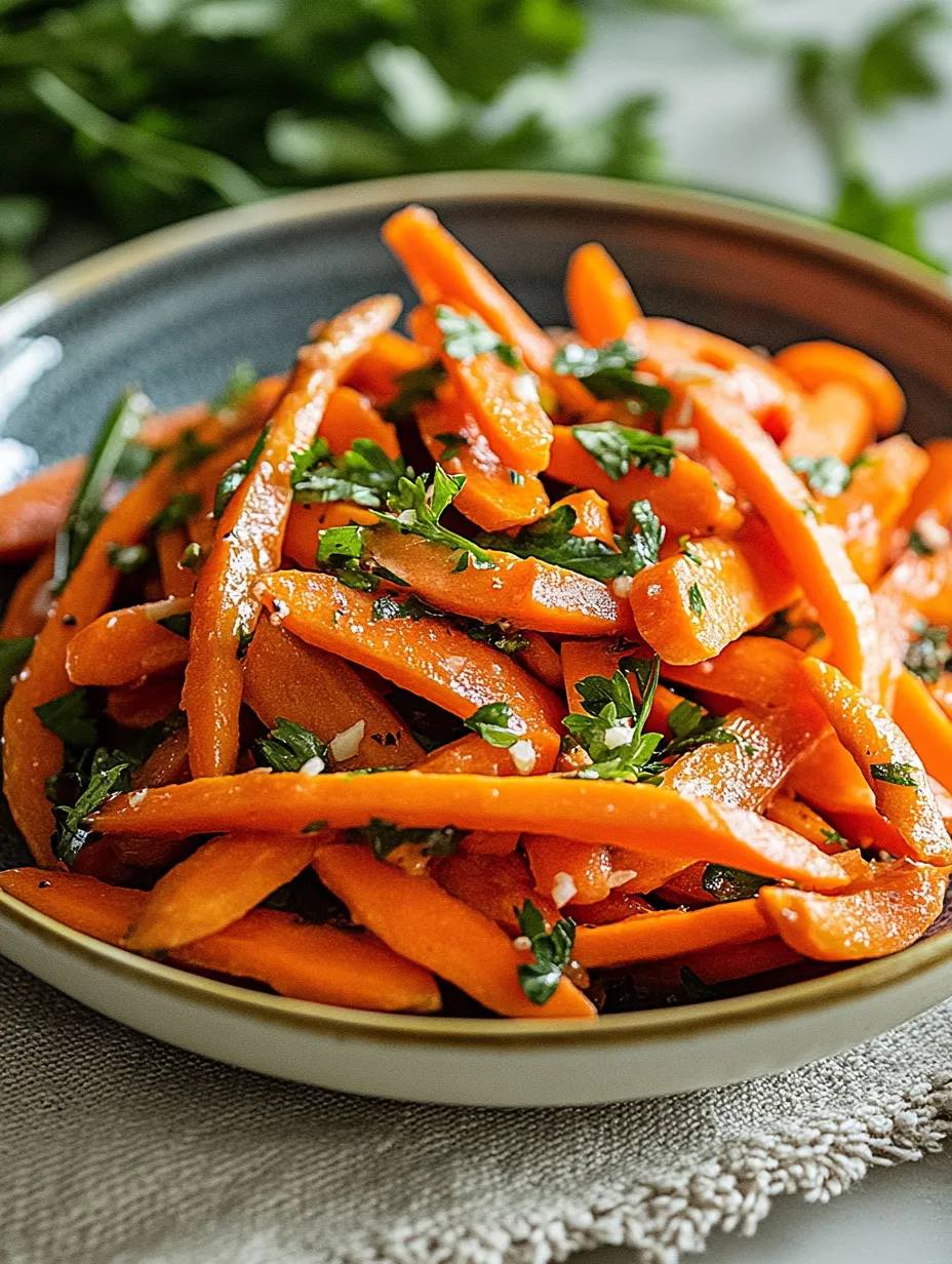 A bowl of carrots with herbs on top.