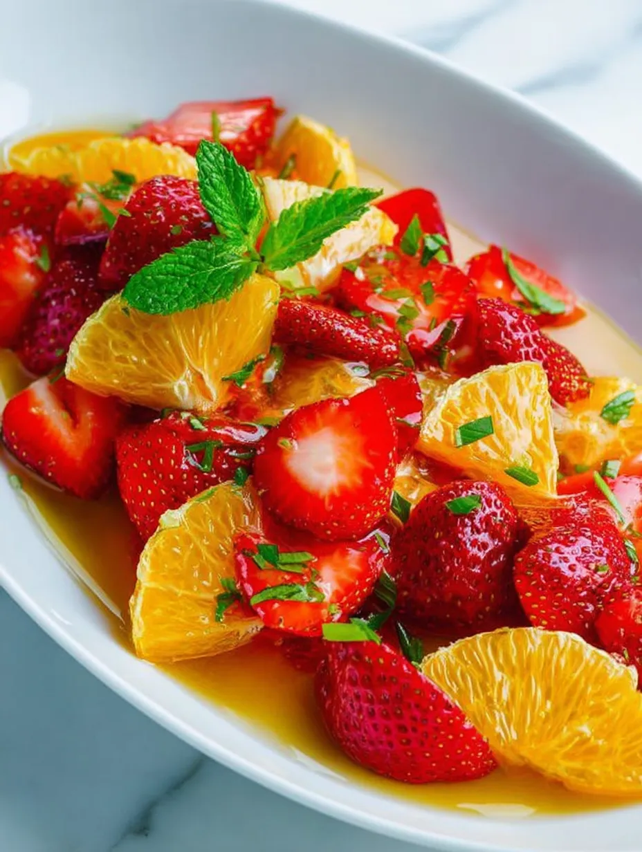 A bowl of strawberries and oranges.