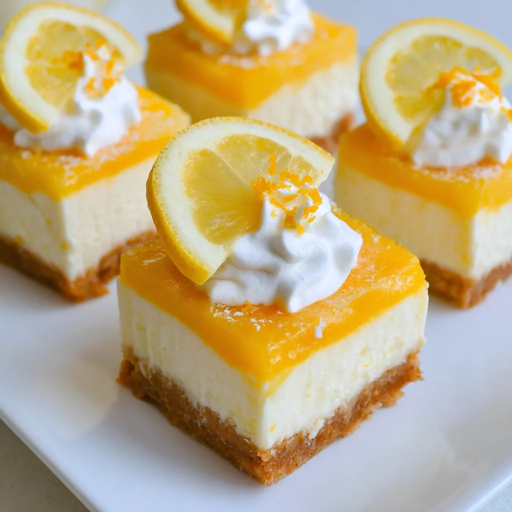 A slice of lemon cheesecake with a lemon wedge on top.