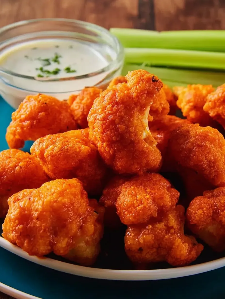 A bowl of buffalo cauliflower wings.