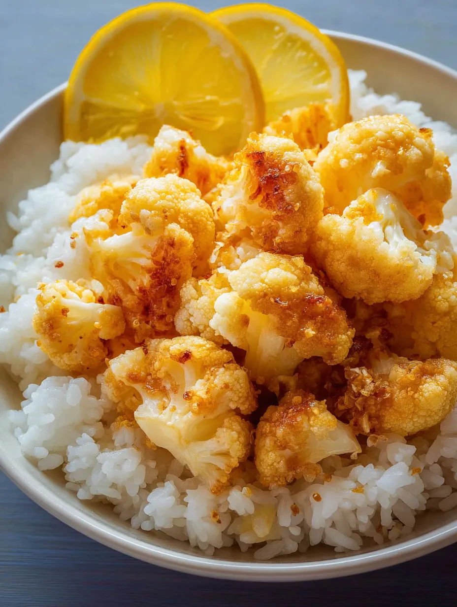 A bowl of rice with a lemon wedge on top.