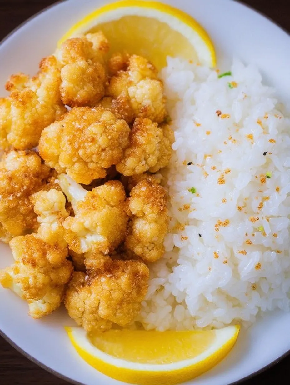 A bowl of rice and cauliflower.