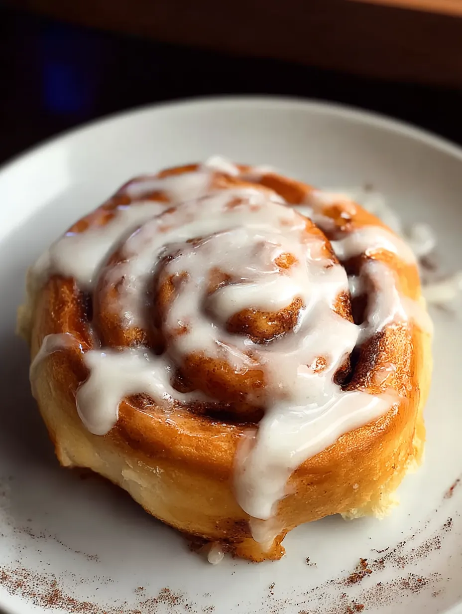 A cinnamon roll on a plate.