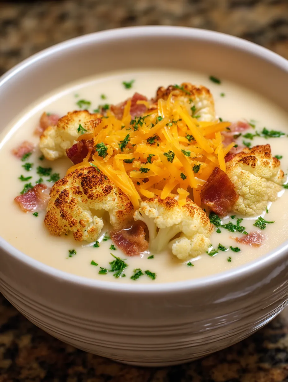 A bowl of soup with bacon and cheese on top.