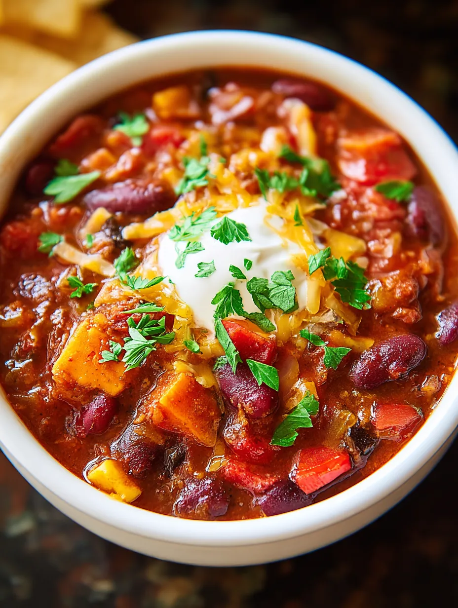 A bowl of chili with a dollop of sour cream on top.