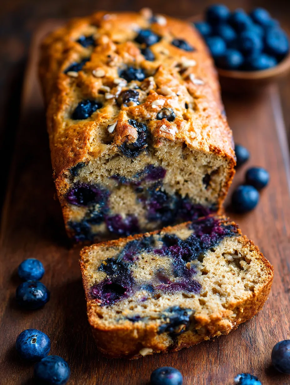 A slice of blueberry banana bread.