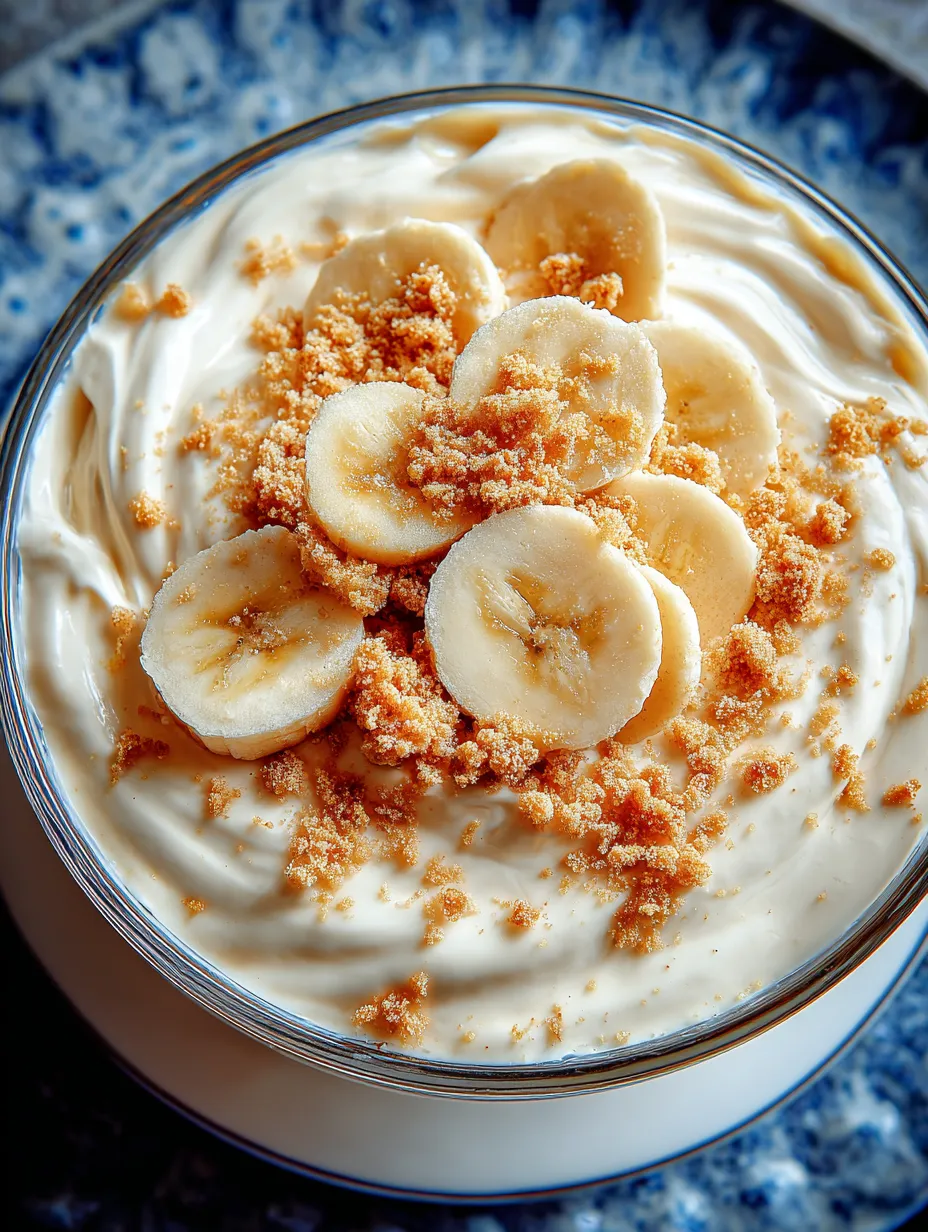 A glass of banana pudding with banana slices on top.