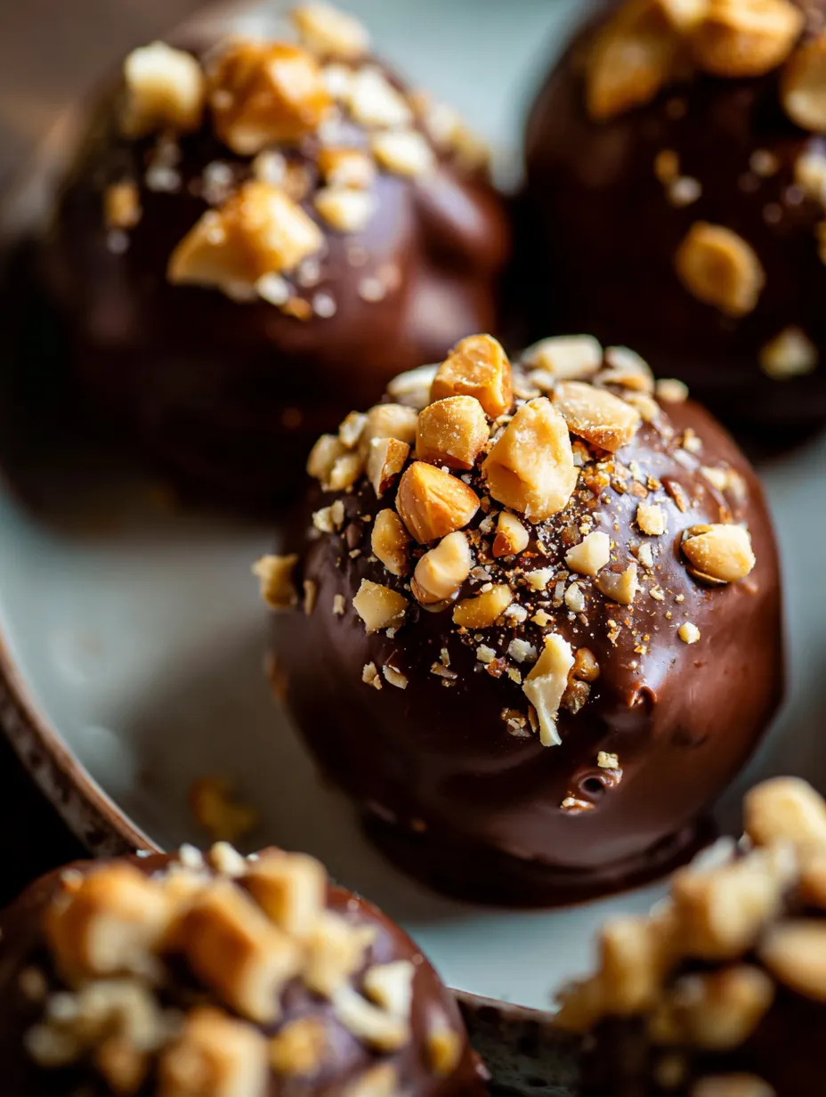 A plate of homemade Ferrero Rocher.