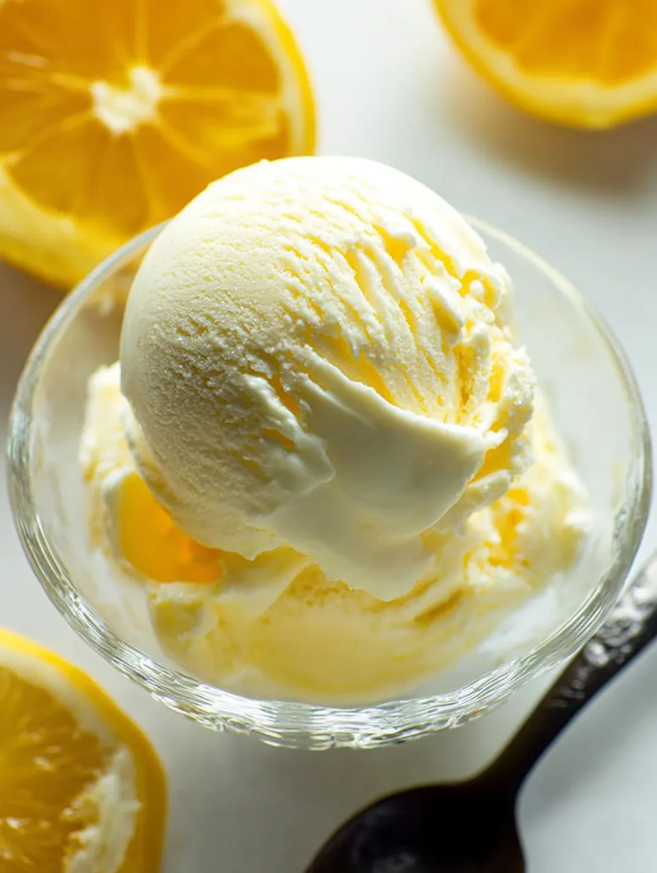 A bowl of lemon frozen yogurt.