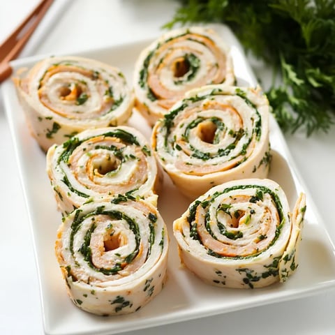 A plate of smoked turkey pinwheels.